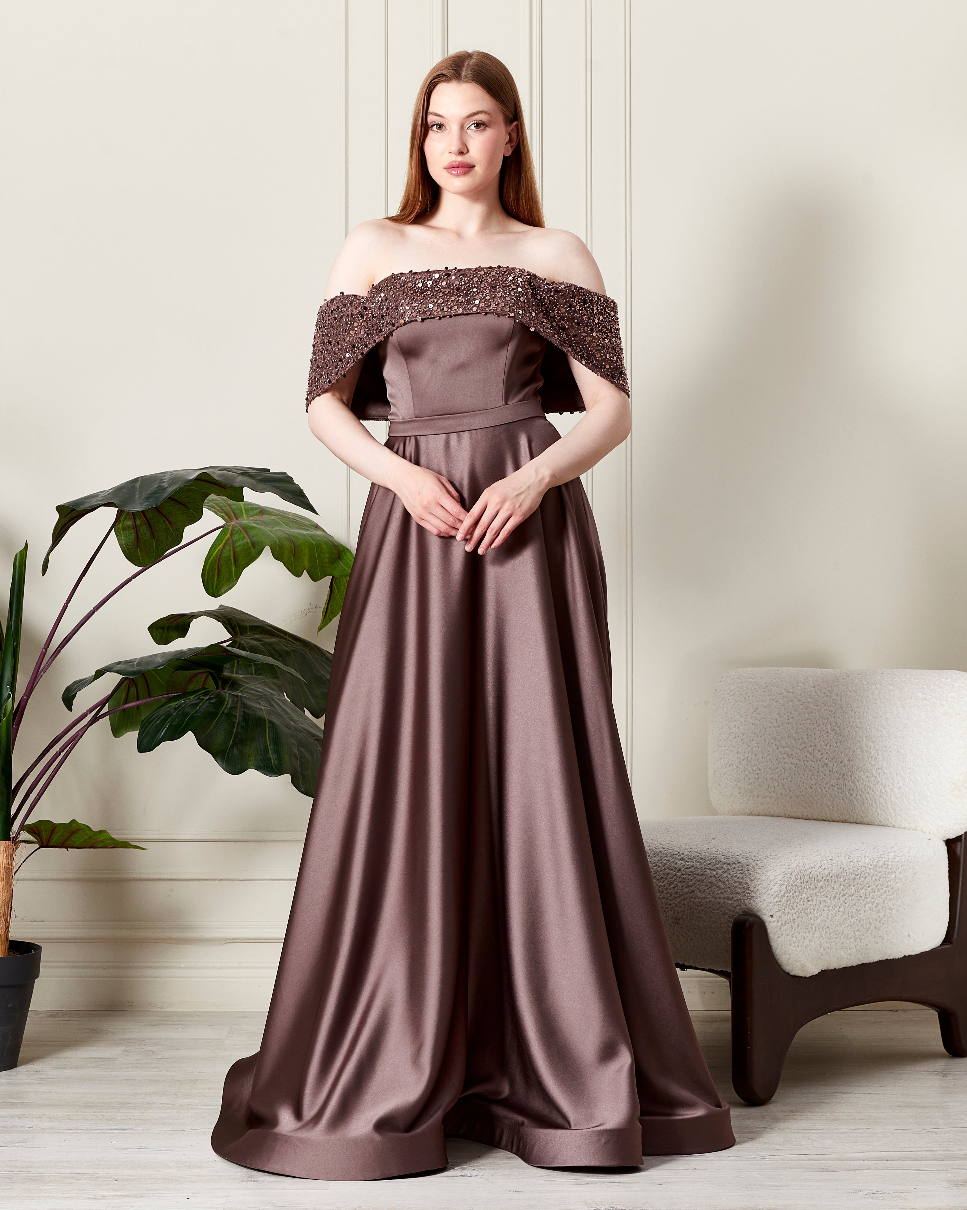 Patterned Brown Abiye - 1